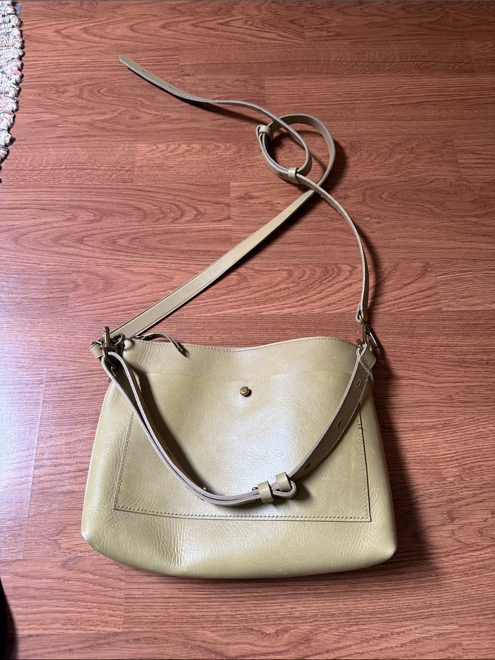 Leather Crossbody Bag in Light Yellow - Unbranded